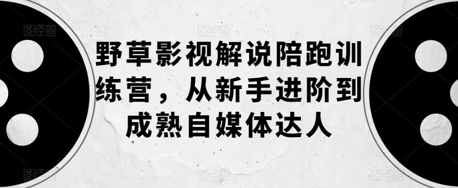 野草影视解说陪跑训练营，从新手进阶到成熟自媒体达人-一点通资源网