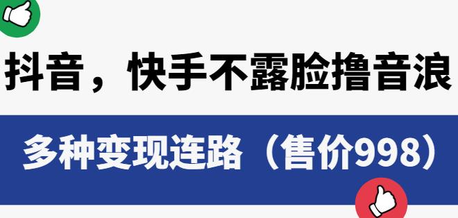 抖音快手不露脸撸音浪项目，多种变现连路（售价998）-一点通资源网