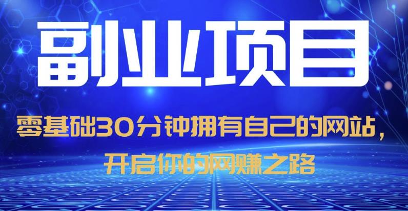 零基础30分钟拥有自己的网站，日赚1000+，开启你的网赚之路-一点通资源网