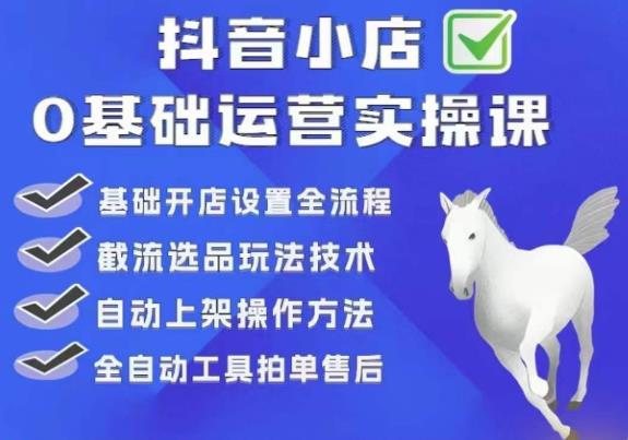 白马电商·0基础抖店运营实操课，基础开店设置全流程，截流选品玩法技术-一点通资源网