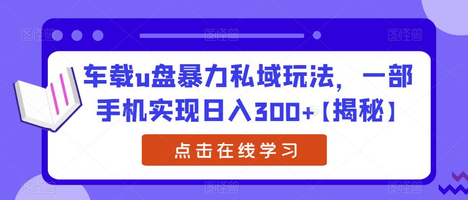 车载u盘暴力私域玩法，一部手机实现日入300+【揭秘】-一点通资源网