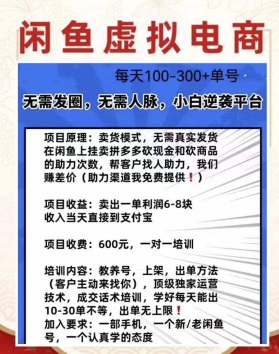 外边收费600多的闲鱼新玩法虚似电商之拼多多助力项目，单号100-300元-一点通资源网