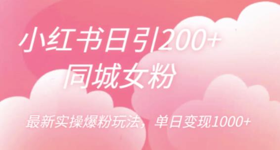 小红书日引200+同城女粉，最新实操爆粉玩法，单日变现1000+【揭秘】-一点通资源网