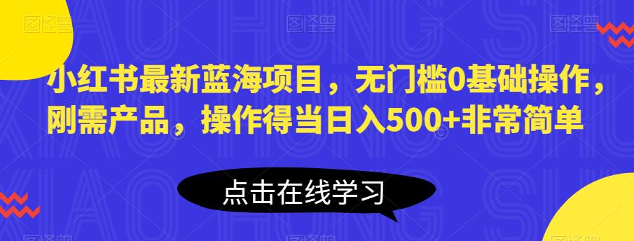 小红书最新蓝海项目，无门槛0基础操作，刚需产品，操作得当日入500+非常简单【揭秘】-一点通资源网