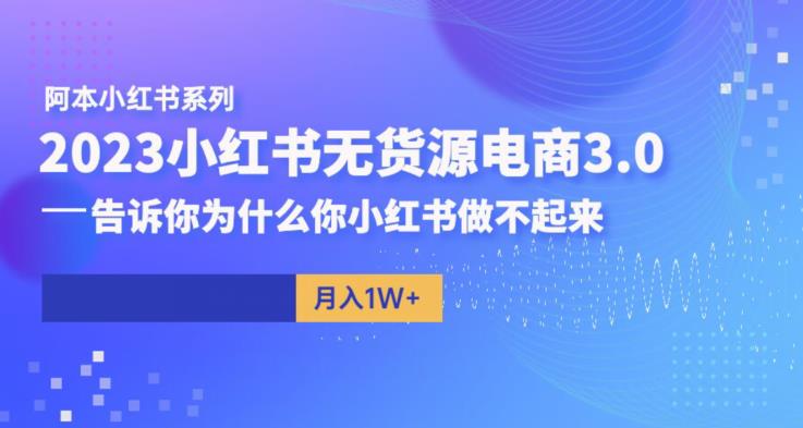 阿本小红书无货源电商3.0，告诉你为什么你小红书做不起来-一点通资源网