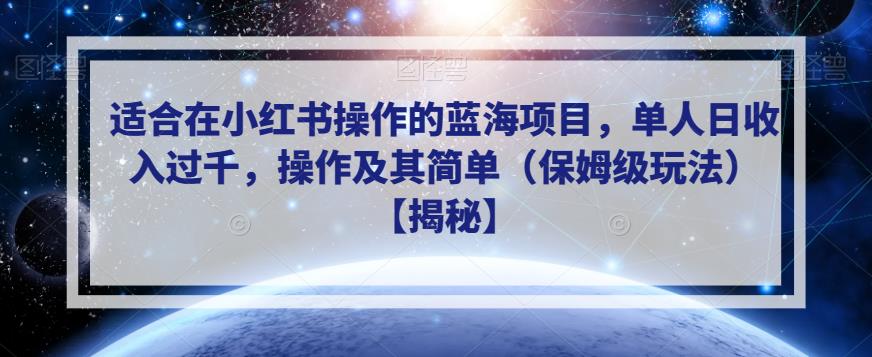 适合在小红书操作的蓝海项目，单人日收入过千，操作及其简单（保姆级玩法）【揭秘】-一点通资源网