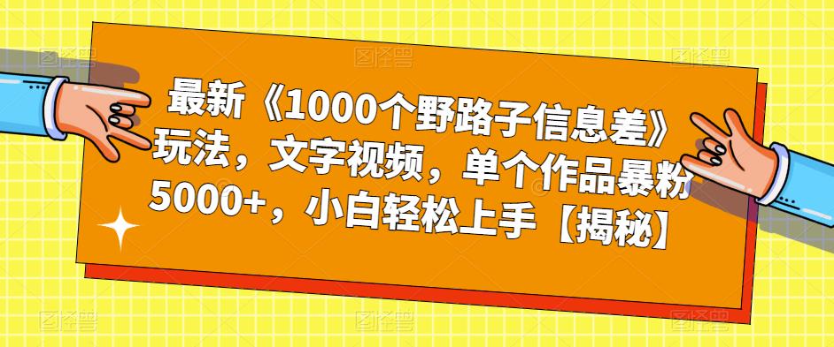 最新《1000个野路子信息差》玩法，文字视频，单个作品暴粉5000+，小白轻松上手【揭秘】-一点通资源网