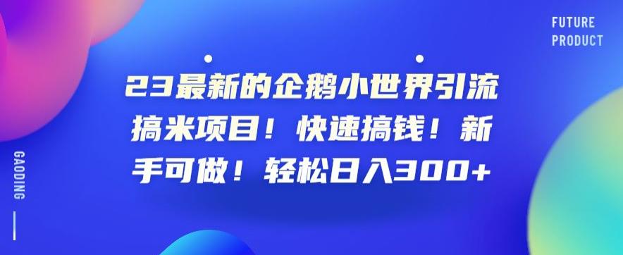23最新的企鹅小世界引流搞米项目！快速搞钱！新手可做！轻松日入300+【揭秘】-一点通资源网