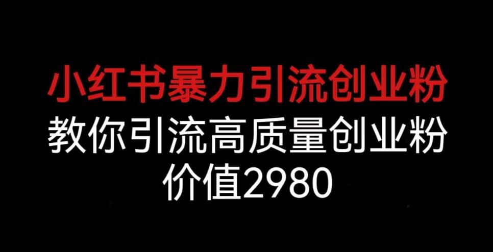 小红书暴力引流创业粉，教你引流高质量创业粉，价值2980【揭秘】-一点通资源网