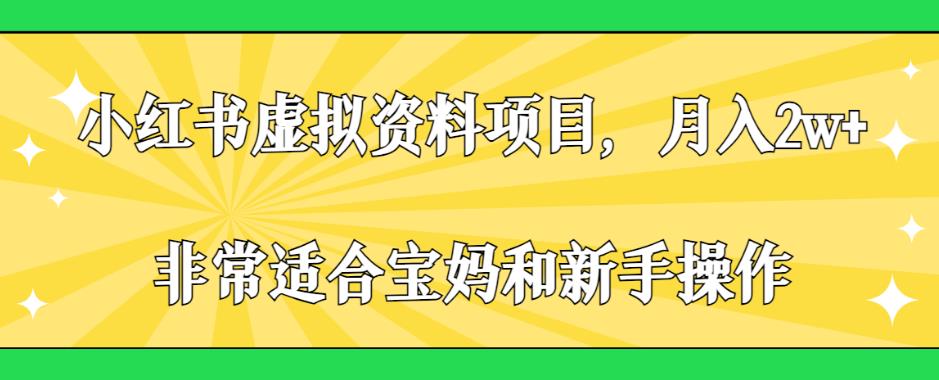 小红书虚拟资料项目，月入2w+，非常适合宝妈和新手操作【揭秘】-一点通资源网