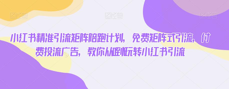 小红书精准引流矩阵陪跑计划，免费矩阵式引流，付费投流广告，教你从0到1玩转小红书引流-一点通资源网