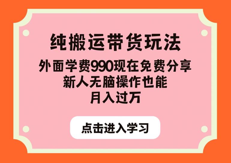 纯搬运带货玩法，外面学费990现在免费分享，新人无脑操作也能月入过万【揭秘】-一点通资源网