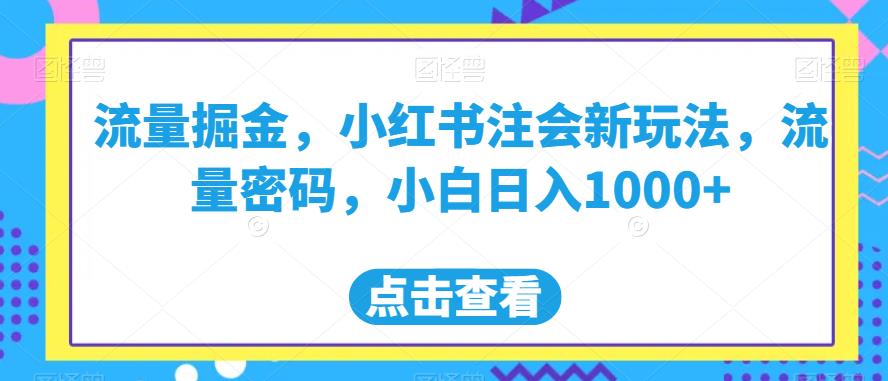 流量掘金，小红书注会新玩法，流量密码，小白日入1000+【揭秘】-一点通资源网