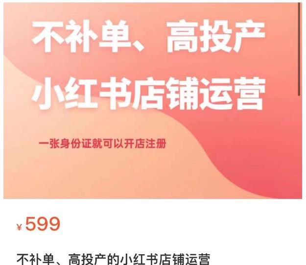 不补单、高投产的小红书店铺运营，一张身份证就可以开店注册-一点通资源网