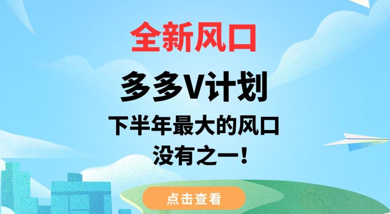 全新风口，多多V计划，下半年最大的风口项目，没有之一【揭秘】-一点通资源网