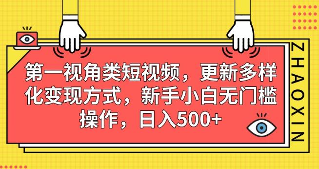 第一视角类短视频，更新多样化变现方式，新手小白无门槛操作，日入500+【揭秘】-一点通资源网