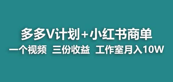 【蓝海项目】多多v计划+小红书商单一个视频三份收益工作室月入10w-一点通资源网