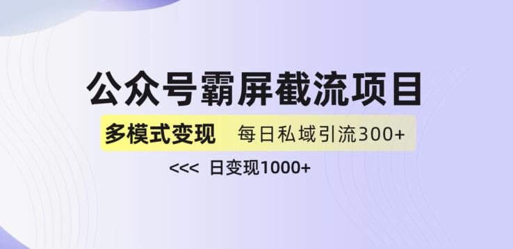 公众号霸屏截流项目+私域多渠道变现玩法，全网首发，日入1000+【揭秘】-一点通资源网