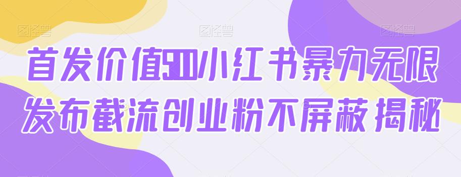 首发价值5100小红书暴力无限发布截流创业粉不屏蔽揭秘-一点通资源网