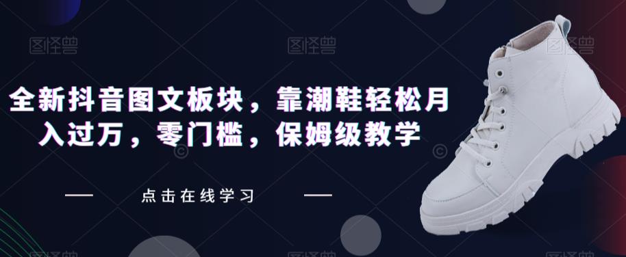 全新抖音图文板块，靠潮鞋轻松月入过万，零门槛，保姆级教学【揭秘】-一点通资源网