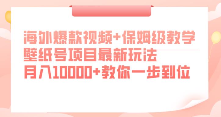 海外爆款视频+保姆级教学，壁纸号项目最新玩法，月入10000+教你一步到位【揭秘】-一点通资源网