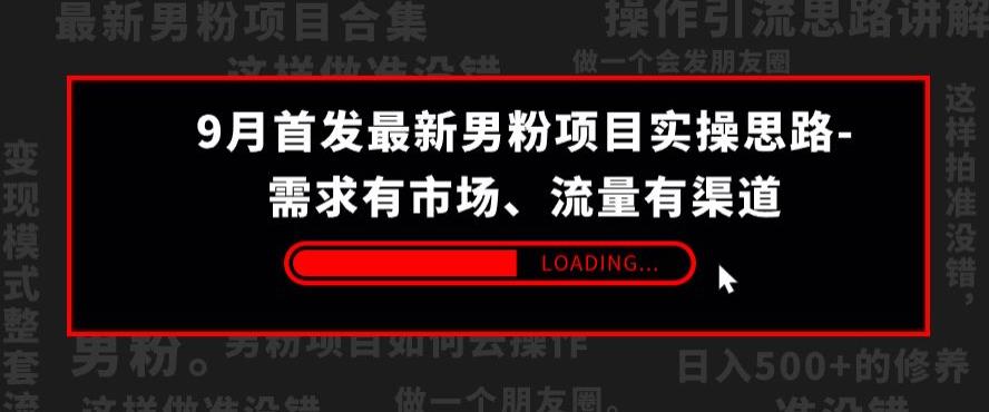 9月首发最新男粉项目实操思路-需求有市场，流量有渠道【揭秘】-一点通资源网