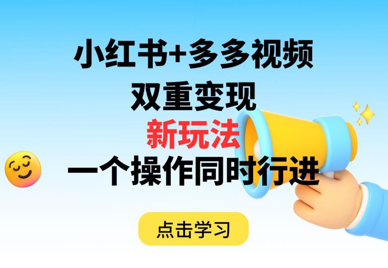 多多视频+小红书，双重变现新玩法，可同时进行【揭秘】-一点通资源网