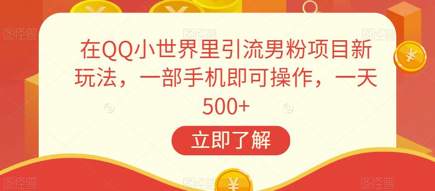 在QQ小世界里引流男粉项目新玩法，一部手机即可操作，一天500+【揭秘】-一点通资源网