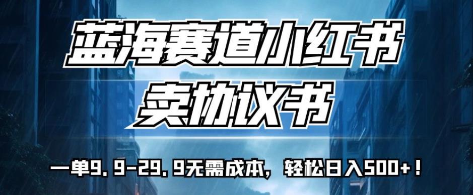 蓝海赛道小红书卖协议书，一单9.9-29.9无需成本，轻松日入500+!【揭秘】-一点通资源网