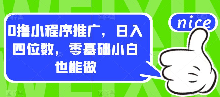0撸小程序推广，日入四位数，零基础小白也能做【揭秘】-一点通资源网