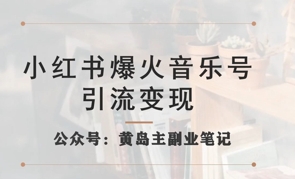 小红书爆火音乐号引流变现项目，视频版一条龙实操玩法分享给你-一点通资源网