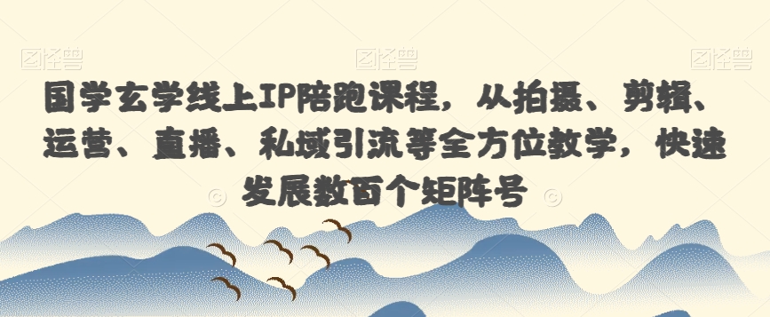 国学玄学线上IP陪跑课程，从拍摄、剪辑、运营、直播、私域引流等全方位教学，快速发展数百个矩阵号-一点通资源网