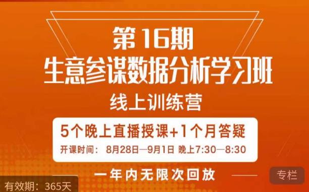 宁静·生意参谋数据分析学习班，解决商家4大痛点，学会分析数据，打造爆款！-一点通资源网