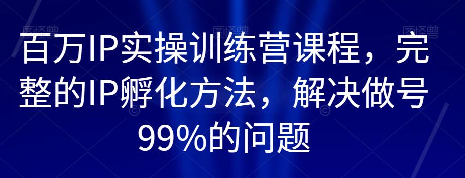百万IP实操训练营课程，完整的IP孵化方法，解决做号99%的问题-一点通资源网