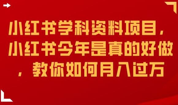 小红书学科资料项目，小红书今年是真的好做，教你如何月入过万【揭秘】-一点通资源网
