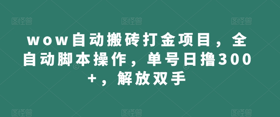wow自动搬砖打金项目，全自动脚本操作，单号日撸300+，解放双手【揭秘】-一点通资源网