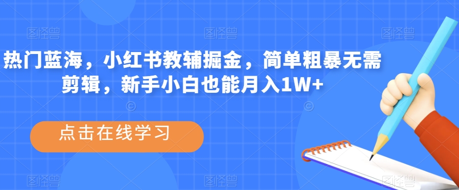 热门蓝海，小红书教辅掘金，简单粗暴无需剪辑，新手小白也能月入1W+【揭秘】-一点通资源网