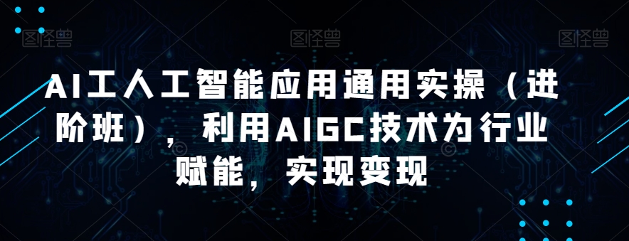 AI工人工智能应用通用实操（进阶班），利用AIGC技术为行业赋能，实现变现-一点通资源网