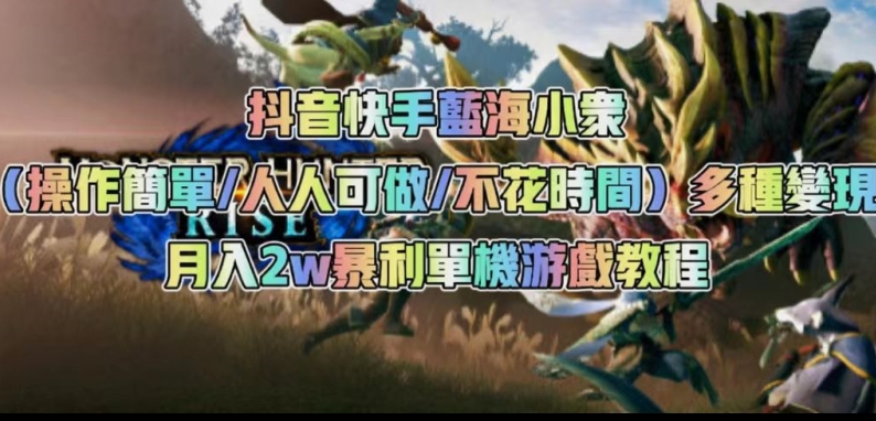 抖音快手蓝海小众（操作简单人人可做不花时间）多种变现月入2w＋暴利单机游戏教程-一点通资源网
