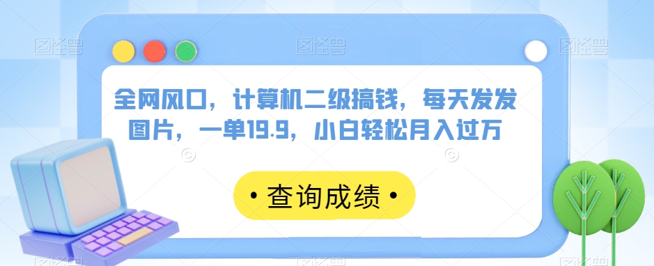 全网风口，计算机二级搞钱，每天发发图片，一单19.9，小白轻松月入过万【揭秘】-一点通资源网