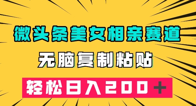 微头条冷门美女相亲赛道，无脑复制粘贴，轻松日入200＋【揭秘】-一点通资源网