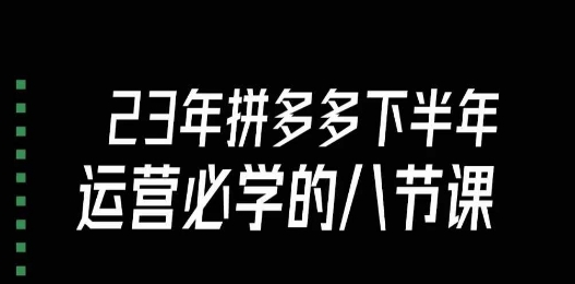大牙·23年下半年拼多多运营必学的八节课（18节完整）-一点通资源网