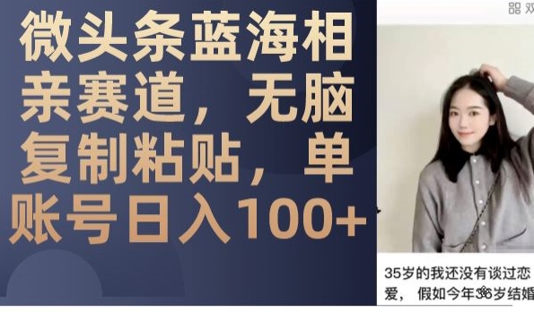 微头条蓝海相亲赛道，无脑复制粘贴，单账号日入100+-一点通资源网