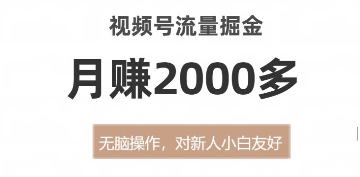 视频号流量掘金，无脑操作，对新人小白友好，月赚2000多【揭秘】-一点通资源网
