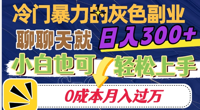 冷门暴利的副业项目，聊聊天就能日入300+，0成本月入过万【揭秘】-一点通资源网