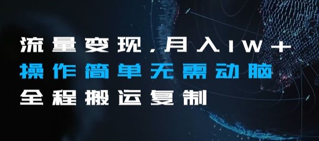 流量变现，月入1W+操作简单无需动脑全程搬运复制【揭秘】-一点通资源网