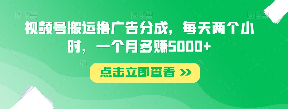 视频号搬运撸广告分成，每天两个小时，一个月多赚5000+-一点通资源网