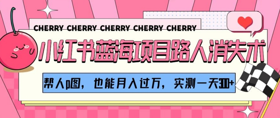 小红书蓝海项目路人消失术，帮人p图，也能月入过万，实测一天300+【揭秘】-一点通资源网
