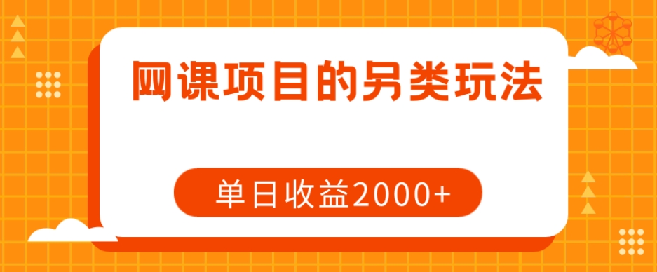 网课项目的另类玩法，单日收益2000+【揭秘】-一点通资源网