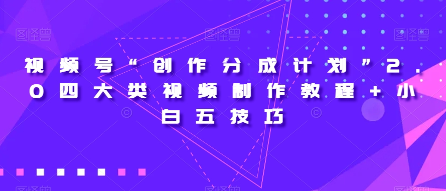 视频号“创作分成计划”2.0四大类视频制作教程+小白五技巧【揭秘】-一点通资源网